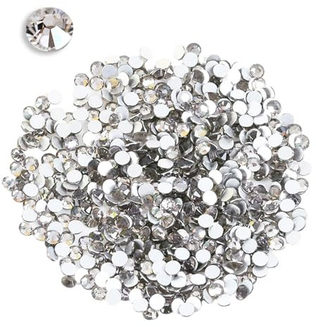 2880 Piezas 2mm Diamantes Set, Plata Diamantes de Imitación, Redondo Cristal, SS6 Antiadherente Rhinestones, Plana Strass para Manualidades, Ropa, Decoración de Bricolaje