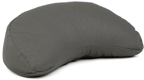 Bodhi Meditation Cushion Half Moon Mini | Yogi Moon Eco | 100% Organic Cotton Cover | Yoga Cushion Crescent Shaped with Buckwheat Filling | Crescent Moon Cushion for Yoga & Meditation | Anthracite