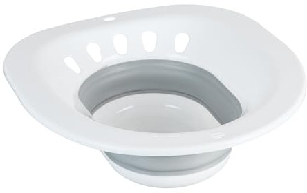 Relaxdays Bidet Pieghevole per WC, HLP: 12 x 36 x 39 cm, Inserto Semicupio Water Igiene Intima, Plastica, Bianco/Grigio