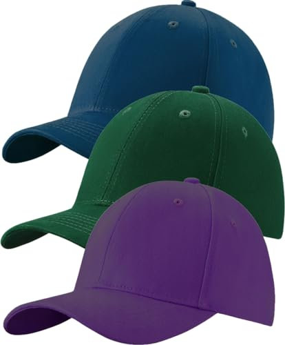4sold 3 Pack Baseball Cap für Männer Frauen 100% Baumwolle Baseball Cap Sport Casual Einfarbig Sonnenhut Hüte Messing Polo Stil Klassisch, Farbset 14, One Size