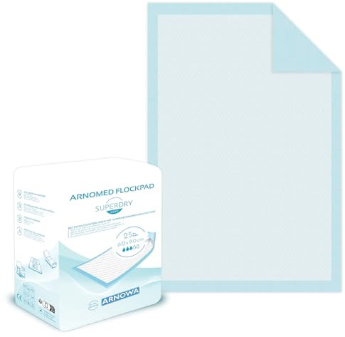 50x ARNOMED Inkontinenzunterlage Einweg , saugfähige Krankenunterlagen 60x90cm, Baby Wickelunterlage Einweg, 5-lagige Zellstoff Unterlagen Bett bei Inkontinenz, Betteinlagen Einweg, Wickelunterlage