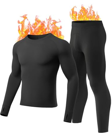 gagli Conjunto de Ropa Interior térmica de pantalón Largo para Hombre con Forro Polar y cálida Capa Base Top & Bottom para Tiempo frío