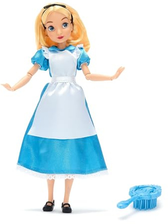 Disney Store Official Alice Classic Doll, Alice in Wonderland 29cm/11”, Fully Poseable Disney Doll in a Satin Dress, Includes Toy Hair Brush - Suitable for Ages 3+