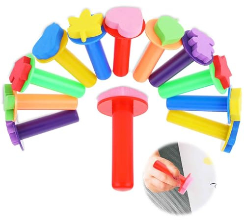 12 Pcs Paint Sponge Brushes Foam Brushes Sponges Paint Assorted Foam Paint Stamp Craft for Painting Drawing