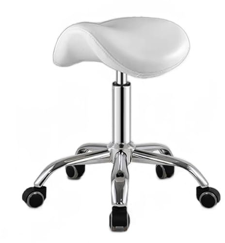 Chaise de selle ergonomique pour professionnels - Tabouret de selle réglable pour dentistes, coiffeurs, thérapeutes, esthéticiennes - Blanc