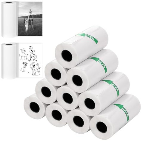 Thermopapier für Kinder Sofortbildkamera, 12 Rollen Kinderkamera, Null Tinten Druckpapier, Thermodrucker papier weiß, Thermopapier für Fotos,Scrapbooking, Etiketten(57mm x 25mm)