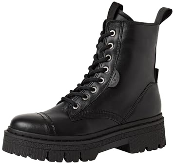 Tamaris Bottes plates en dentelle pour femme 1-25204-45 - Noir - Pointure 40, Noir, 40 EU