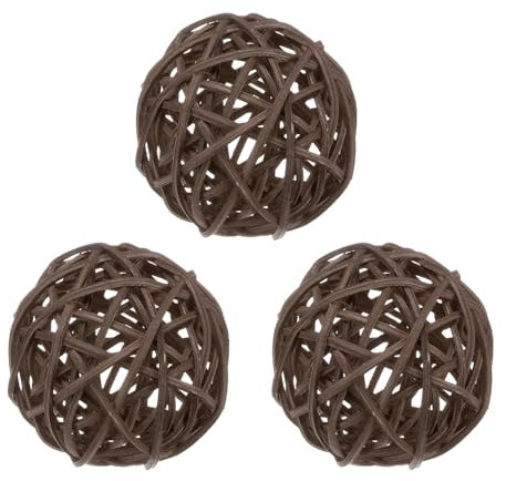 M METERXITY 3-Pack Wicker Rattan Balls 80mm/3.1 Inch Decorative Rattan Balls Orbs Vase Fillers Bowl Fillers for Christmas/Weddings/Thanksgiving/DIY Crafts/Home Decor [Brown]
