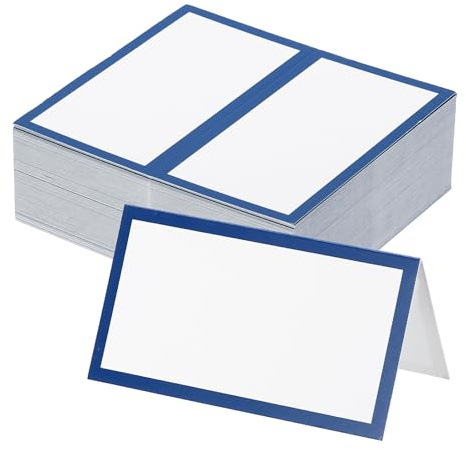 PATIKIL 100Pcs Tarjetas De Lugar Para Mesa, 3.5 x 2 Pulgadas Tarjetas De Nombre En Blanco Para Mesa Para Configuración De Mesa Recepción De Boda Buffet, Azul Oscuro