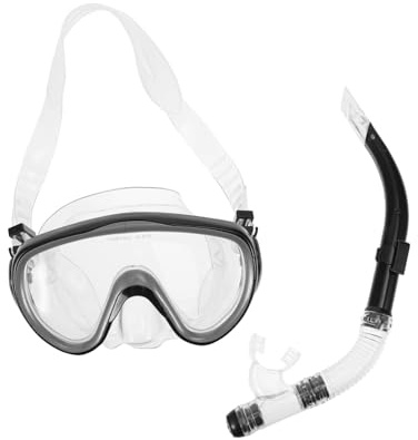 ifundom Set Maschera Subacquea e Boccaglio in Silicone Morbido, Maschera da Snorkeling Asciutta Lente Grandangolare Antiappannamento, Attrezzatura per Snorkeling per Adulti Colore Casuale