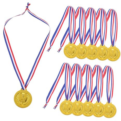 iplusmile 50 Pezzi Medaglie Dorate per Bambini con Nastro, Medaglie Sportive per Competizioni di Basket e Calcio, Premi per Vincitori e Bomboniere per Feste Sportive