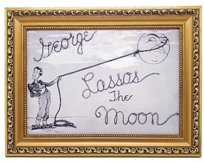It’s a Wonderful Life ‘George Lassos The Moon’ A4 Print – Gold Framed, Screen Accurate Drawing, Ready to Hang or Display