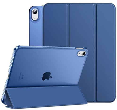 TXWLLIU Fodral för iPad A16 11:e Generationen 2025 11 Tum/iPad 10:e Generationen 2022 10,9 Tum, Trippelvikbart Skyddande Skal, Smalt Genomskinligt Frostat Bakstycke, Mörkblå