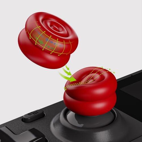 PlayVital Tapas de Joystick para Steam Deck LCD & OLED (4 Piezas), Thumb Grips con Cojín y Textura Antideslizante, Fundas Elevadoras para Joystick, Accesorios para PS Portal (Rojo Pasión)
