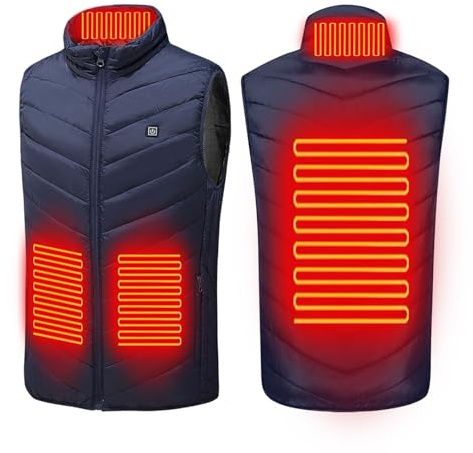 Gilet Chauffant Homme Femme Veste ÉLectrique USB LéGèRe 4 Zones De Chauffage 3 Niveaux De Chaleur Doudoune Chaud Hiver Slim Fit Vêtements Manteau Avec Poches, Veste Pour La RandonnéE, Le Camping