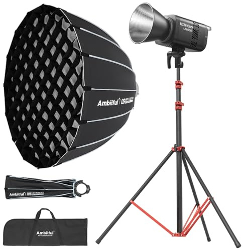 GODOX LE200Bi LED-videolampkit, 220 W tvåfärgad COB med softbox, 280 cm stativ, 2800 K–6500 K, CRI 98+, Bluetooth/DMX-styrning för studio, YouTube-filmning