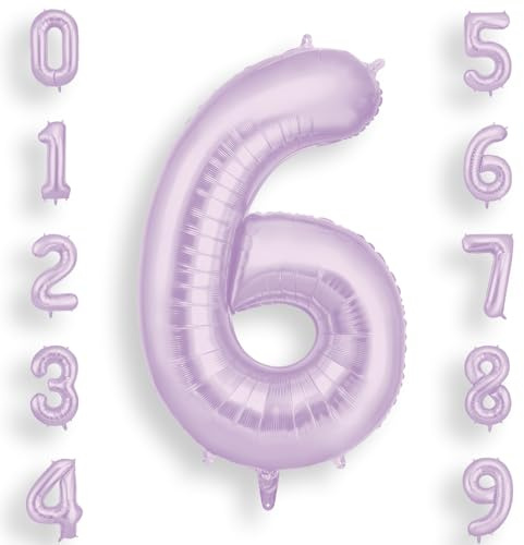 AOOSU Purple Helium Balloons, 40 Inches Number Balloons 6, Foil Birthday Balloon for Birthday Anniversary Wedding Party Decorations Celebration Supplies for Girls Women Men Boys