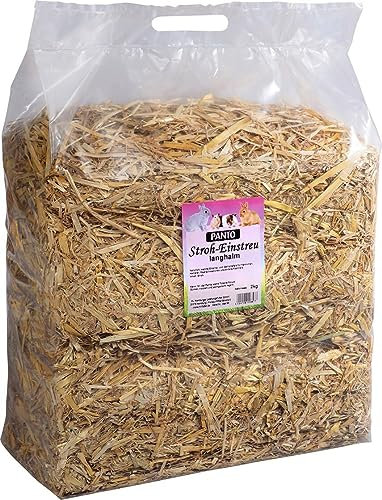 PANTO Stroh 2 kg – goldgelbes entstaubtes Stroh fü̈r Kaninchen und Nager, ideal als Einstreu, zum Nestbau und als Snack, Alternative zu Heu
