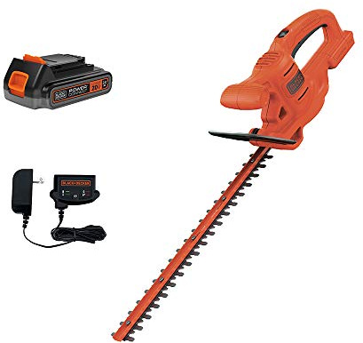 BLACK+DECKER 20V MAX Hedge Trimmer Kit, 18-Inch (LHT218D1AEV) , Orange