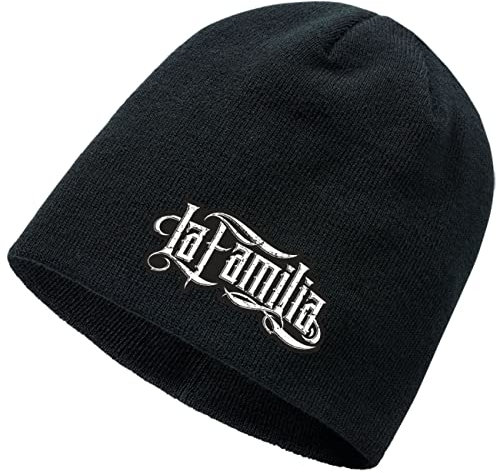 Life Is Pain Herren Beanie mit Aufnäher La Familia Logo Label männer wintermützen wollmütze