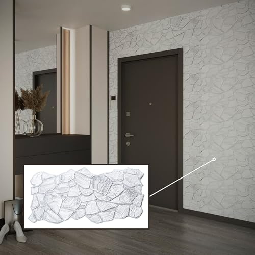 Untitled 3D-Wandpaneele PVC | Stein Optik | 1-20 Platten - 0.5-10 m² | Für Wohnzimmer, Küche & Bad | Einfache DIY-Montage (1, Asche Sandstein)