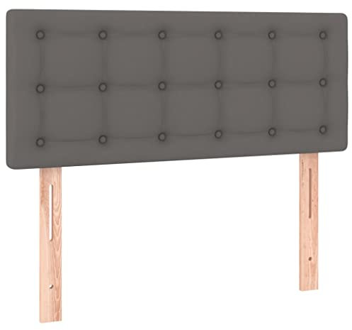 vidaXL Kopfteil, Bettkopfteil mit Holzbeinen, Höhenverstellbar Polsterkopfteil für Bett, Betthaupt Bettzubehör Schlafzimmer, Grau 100x5x78/88cm Kunstleder