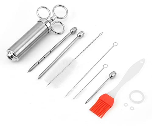 Stainless Steel Meat Injector BBQ Injector with 3 Marinade Needles Marinade Syringe for Kitchen Utensils and BBQ Accessories