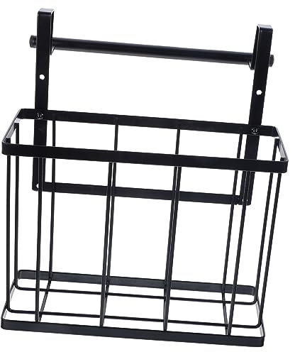 STOBAZA Cesta Negro Diseño sin Clavos en Acero al Carbono de Almacenamiento para Organizar Especias y Utensilios para Puerta de Armario de Cocina en Cocina o Despensa