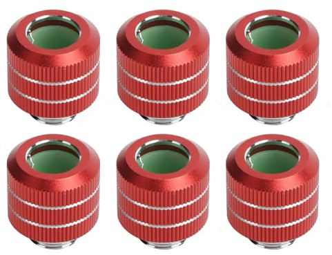 Osprey, Confezione da 6 raccordi a compressione da filettatura G1/4 a OD 14 mm, raccordi in ottone e lega di alluminio, per sistemi di raffreddamento ad acqua per computer, con adattatori anti-off,