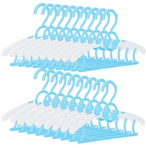 20-Pack Adjustable Hangers for Baby, Kids, and Children - Non-Slip, Wind-Lock Buckle, Space-Saving, Multi-Functional Hangers (Blue)