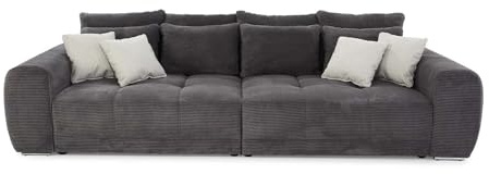 luma-Home 15171/ Big-Sofa XXL Lounge Couch, Cord-Bezug Dunkelgrau