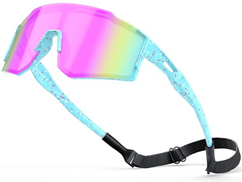 CMBJJU Kids Sunglasses,Youth Baseball Glasses for Boys Girls Age 6-14,Sports UV Protection Goggles (Pink)