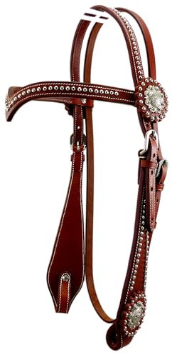 Thor Equine Westerntrense Kopfstück Allan Full – V-Stirnriemen, Conchos & Dots, Chestnut, verstellbar