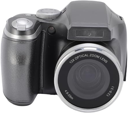 Tbest Cámara DSLR 4K 60m LED Flash LCD Pantalla CMOS 12x Óptico 6x Zoom Digital Retro Digital Cámara Video Recorder Viaje Retrato Paisaje (SILVER)