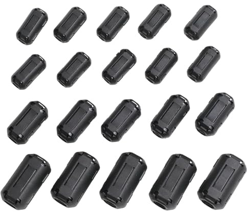 CashMuch 20 anillos de filtro de supresión de ruido de núcleo de ferrita, clips de cable de 3,5/5/7/9 mm de diámetro para reducción RFI EMI en cables de alimentación USB de audio y vídeo
