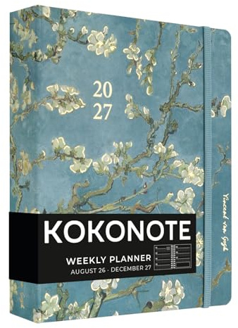 Kokonote Agenda 2026 2027 Semana Vista Van Gogh | Agenda Escolar, Mujer Universitaria, Págs. Alto Gramaje, Anillas, Pegatinas, Ilustraciones y apartados funcionales, 17 meses