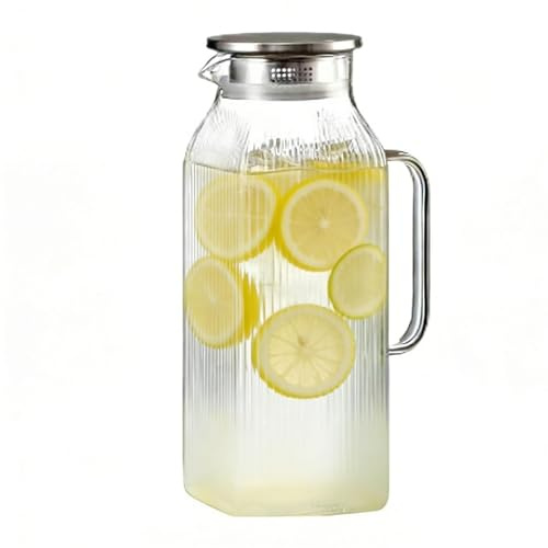 Pitcher with Lid 2000ml Clear Large Thickened Container with Handle