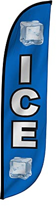 LookOurWay Feather Flag Banner - 12 Feet Tall Advertising Flags for Outdoor Business and Events Promotion - Swooper Flag Only - Convenience Store Flag - Ice (10M1200148)