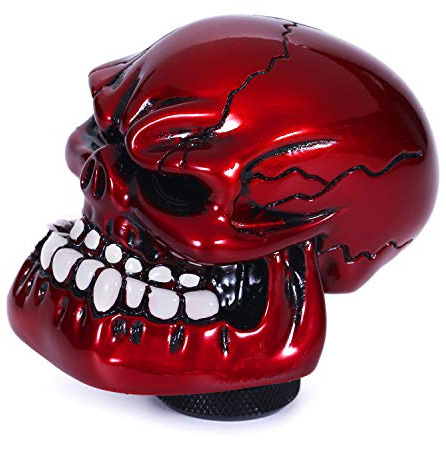 Bashineng Skull Shift Knob Transmissions Gear Shifter Stick Handle Shifting Lever Fit Most Manual Automatic Cars Truck SUV (Red)