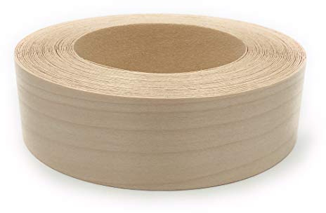 Edge Supply Birch 1-1/2 X 25 ft Roll, Wood Veneer Edge Banding Preglued, Iron on with Hot Melt Adhesive, Flexible Wood Tape Sanded to Perfection. Easy Application, Made in USA