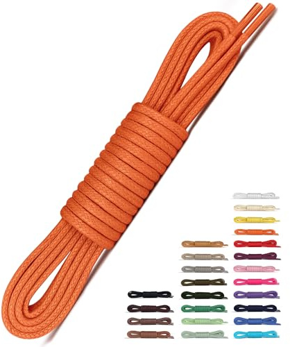 Laceter Gewachste Runde Schnürsenkel 2,4 mm für Lederschuhe, Businessschuhe und Halbschuhe – Passend für Oxford, Derby, Mokassins – Elegant, Dünn und Reißfest - Orange - 75 cm