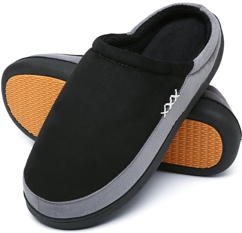 Mishansha Zapatillas Casa Hombre Mujer Invierno Pantuflas Hombre Invierno Zapatillas de Casa Antideslizantes Calientes Slippers Negro, Gr.48 EU