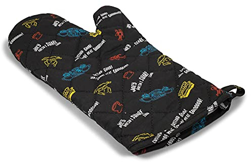 Friends TV Show Icons & Quotes Black Oven Mitt | Cute Home Kitchen Accessories and Household Items, Housewarming Gift | Thick Heat Resistant Gloves for Cooking and Baking