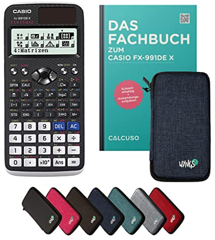 Casio fx-991DE X Incl. Funda Protectora Azul y Libro especializado (128 páginas, DIN A5) – Calculadora científica – Smart Set (Alemán)