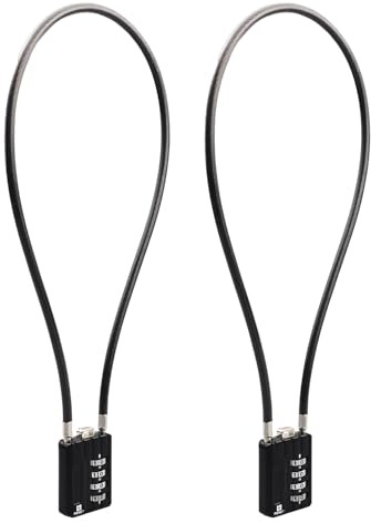 RESET-204 Resettable 4-Digit Cable Lock, 50 cm, 5 mm, 2 Pack, Black | Two independent locks can use different combinations for more widely spaced compatible points.