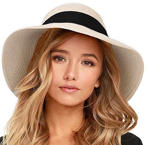 FURTALK Damen Sonnenhut UV-Schutz Strandhut Faltbar Sommerhut UPF 50+ Strohhut mit Breite Krempe