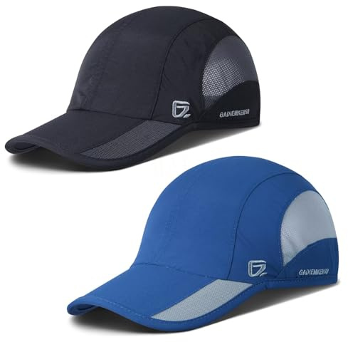 GADIEMKENSD Lightweight Breathable Running Hat Cooling Dri Fit Soft Baseball Cap UPF50+ Sun Golf Hats Unstructured Trucker Dad Caps for Summer Gym Fishing Tennis Outdoor Camping Black, Blue 2 Pack