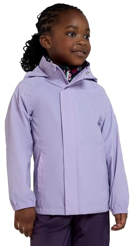 Mountain Warehouse Pakka Kids Waterproof Jacket - Wind Resistant, Lightweight,Breathable Rain Coat for Girls & Boys, Packaway Bag - For Rain, Spring Summer Lilac Kids Size 9-10 Years
