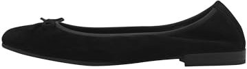 Tamaris Damen Ballerina Leder bequem; Black Suede, EU 39