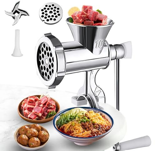 Ywmkasl Tritacarne Manuale, Produttore di salsicce, Tritacarne in acciaio inossidabile, tritacarne per uso domestico Tritatutto carne macinata, Strumento da cucina (taglia 10), CF0244